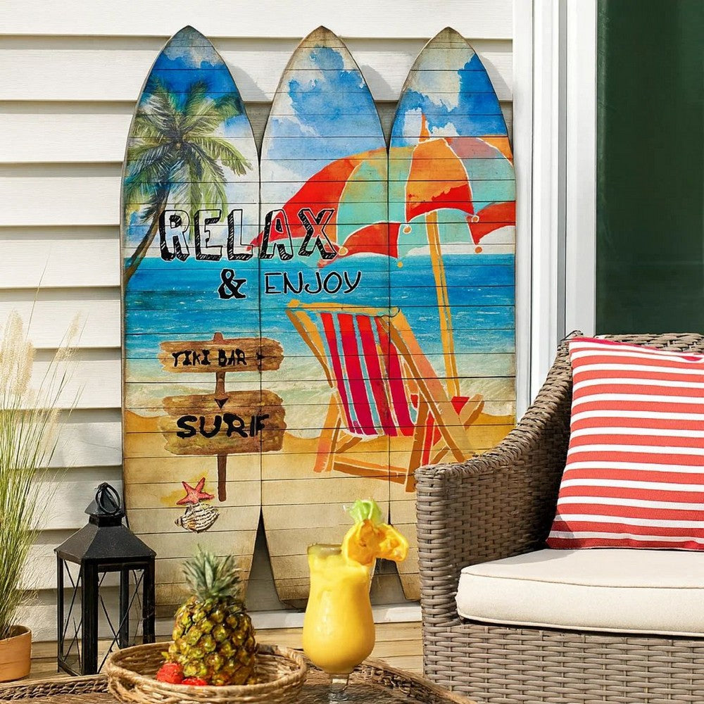 Room Divider | Surfboard Shape | Lounge & Umbrella Print | Multicolor