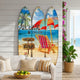 Room Divider | Surfboard Shape | Lounge & Umbrella Print | Multicolor
