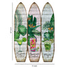 Surfboard Shaped Palm Leaf and Drinks Print 3 Panel Room Divider, Multicolor