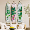 Surfboard Shaped Palm Leaf and Drinks Print 3 Panel Room Divider, Multicolor