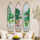 Surfboard Shaped Palm Leaf and Drinks Print 3 Panel Room Divider, Multicolor