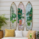 Surfboard Shaped Palm Leaf and Drinks Print 3 Panel Room Divider, Multicolor