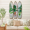 Surfboard Shaped Palm Leaf and Drinks Print 3 Panel Room Divider, Multicolor