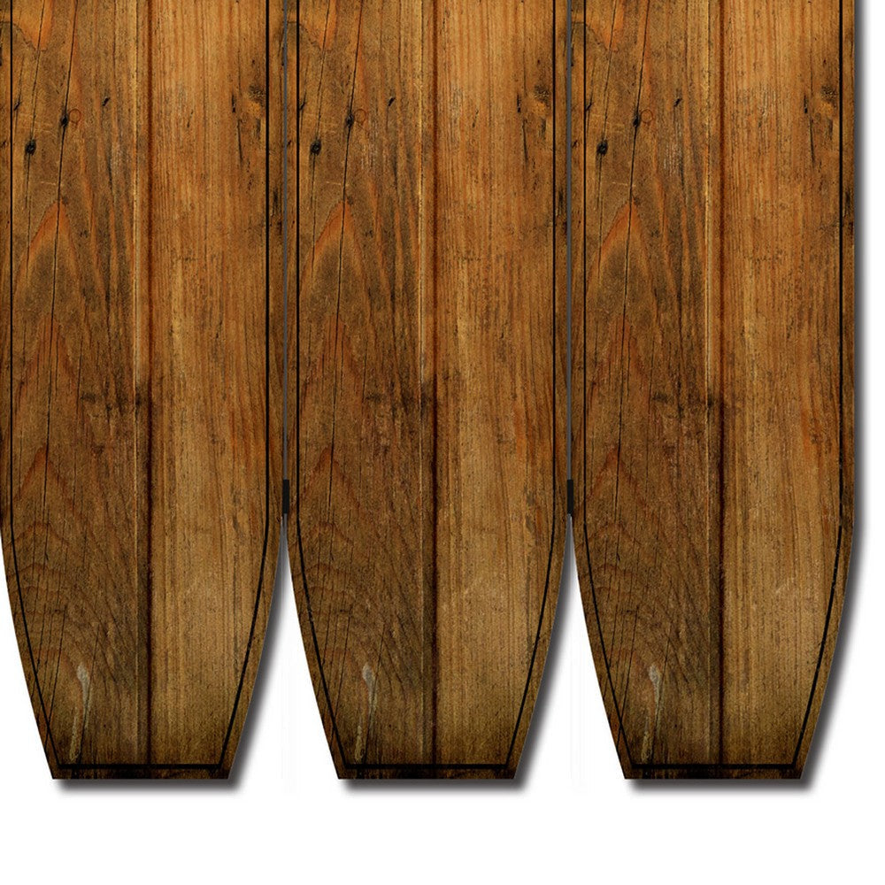 Plank Style Surfboard Shaped 3 Panel Wooden Room Divider Brown BM205782