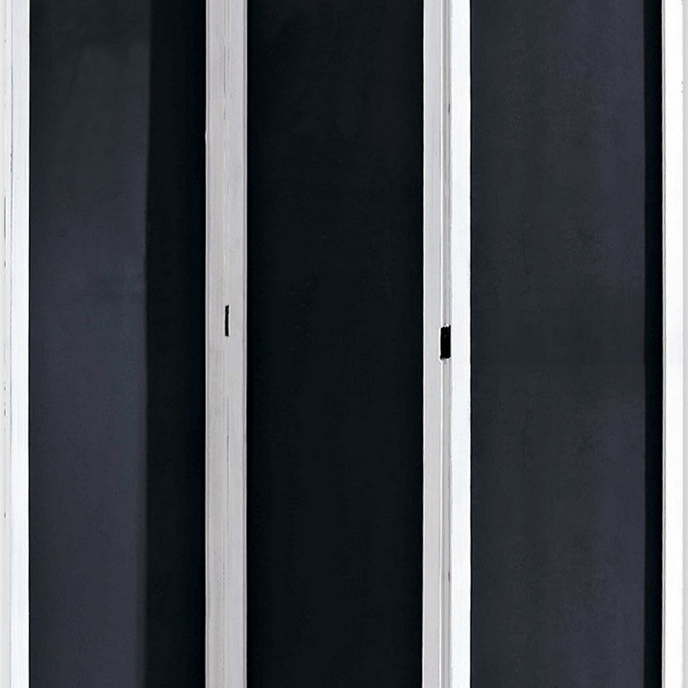 Chalkboard and Wooden 3 Panel Room Divider Black and White BM205784