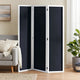 Chalkboard and Wooden 3 Panel Room Divider, Black and White