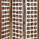 Wooden 3 Panel Room Divider with Interconnected Square Blocks, Brown