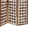 Wooden 3 Panel Room Divider with Interconnected Square Blocks, Brown