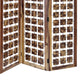 Wooden 3 Panel Room Divider with Interconnected Square Blocks, Brown