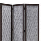 Wooden 3 Panel Room Divider with Textured Diamond Pattern Gray and Black BM205788