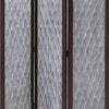 Wooden 3 Panel Room Divider with Textured Diamond Pattern Gray and Black BM205788