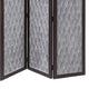 Wooden 3 Panel Room Divider with Textured Diamond Pattern Gray and Black BM205788