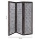Wooden 3 Panel Room Divider with Textured Diamond Pattern Gray and Black BM205788