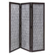 Wooden 3 Panel Room Divider with Textured Diamond Pattern, Gray and Black