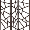 Wooden 3 Panel Room Divider with Intricate Design Espresso Brown BM205790