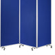 Accordion Style Fabric Upholstered 3 Panel Room Divider Blue and Gray BM205792