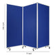 Accordion Style Fabric Upholstered 3 Panel Room Divider Blue and Gray BM205792