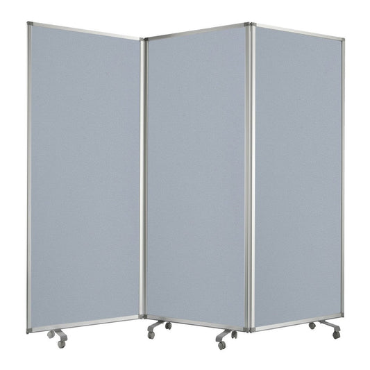 Accordion Style Fabric Upholstered 3 Panel Room Divider, Gray