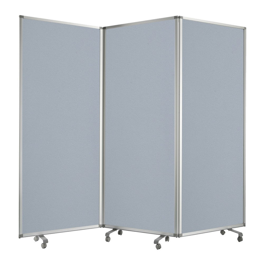 Accordion Style Fabric Upholstered 3 Panel Room Divider, Gray