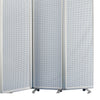 Accordion Style Metal 3 Panel Room Divider with Perforated Details White BM205795