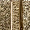 Woven Seagrass 3 Panel Wooden Room Divider Natural Brown BM205797