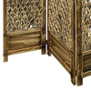 Woven Seagrass 3 Panel Wooden Room Divider Natural Brown BM205797