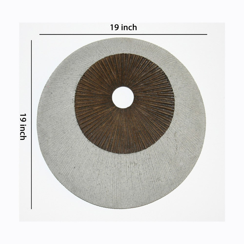 Round and Ribbed Double Layer Sandstone Wall Art, Medium, Brown and Gray