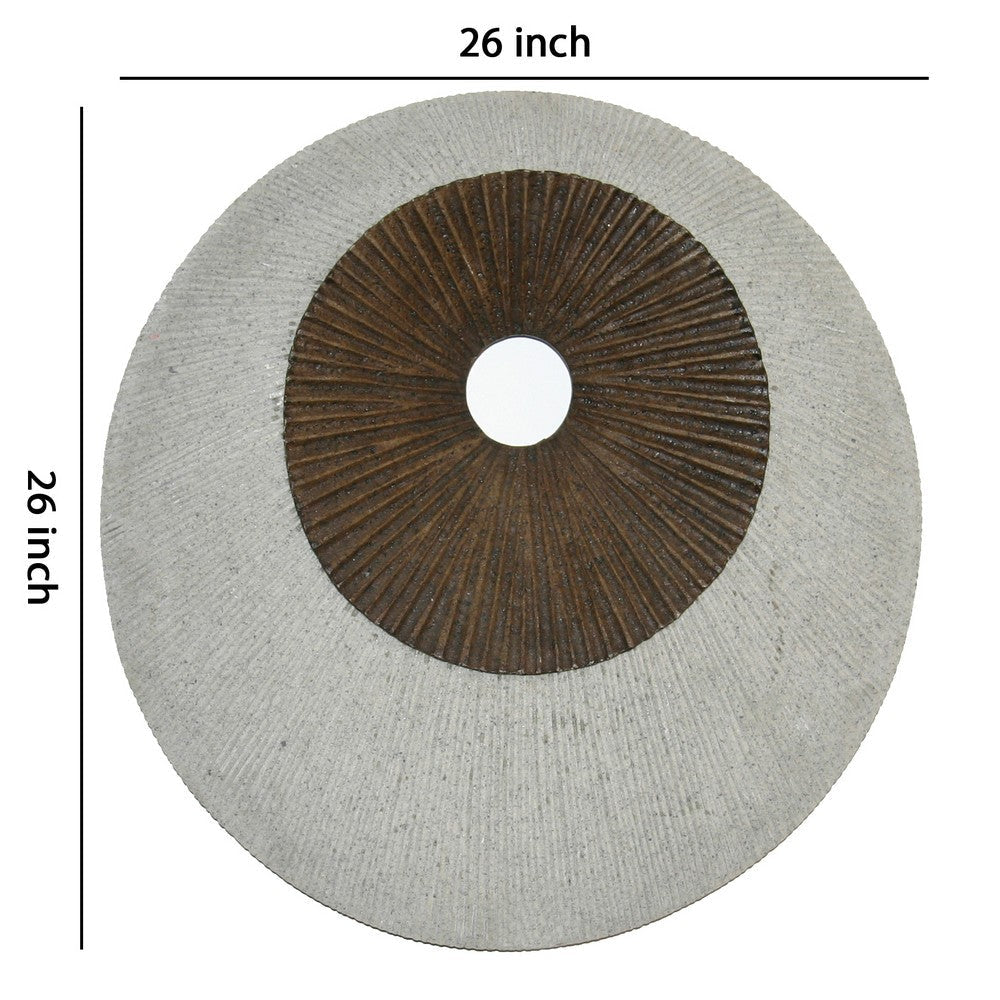 Round and Ribbed Double Layer Sandstone Wall Art Large Brown and Gray BM205829
