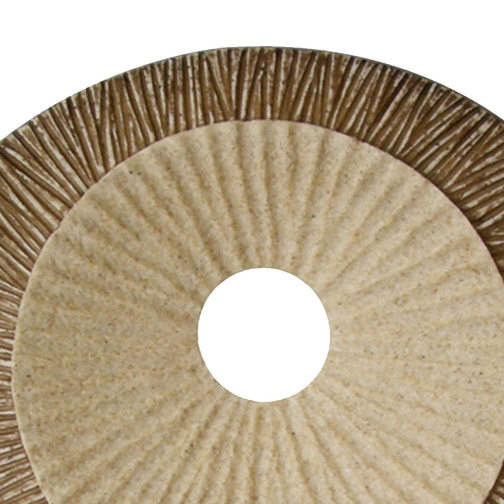 Round and Ribbed Double Layer Sandstone Wall Art Large Brown and Beige BM205832