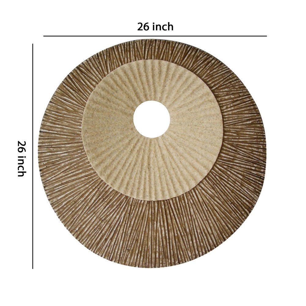 Round and Ribbed Double Layer Sandstone Wall Art Large Brown and Beige BM205832