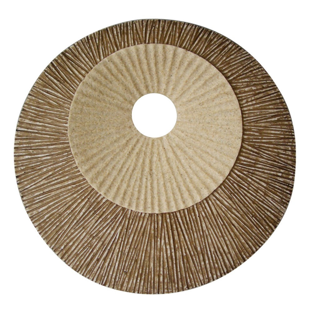 Round and Ribbed Double Layer Sandstone Wall Art, Large, Brown and Beige