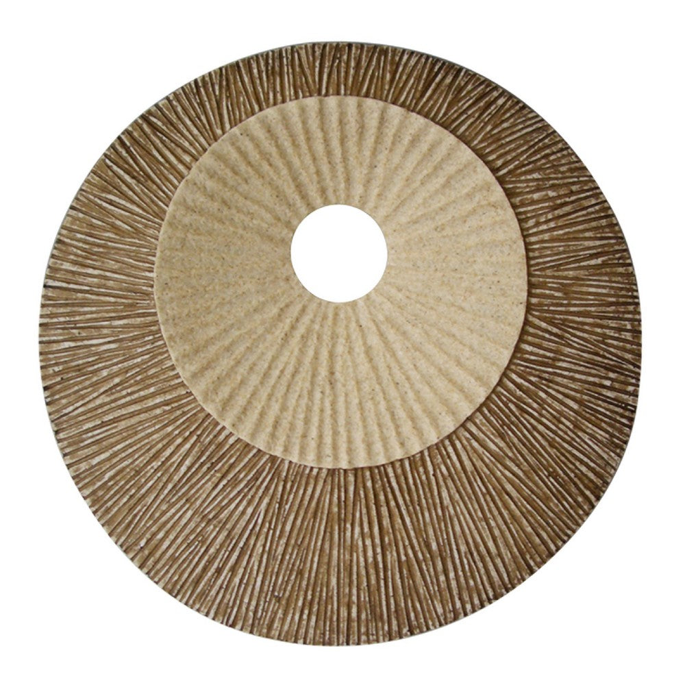 Round and Ribbed Double Layer Sandstone Wall Art, Large, Brown and Beige