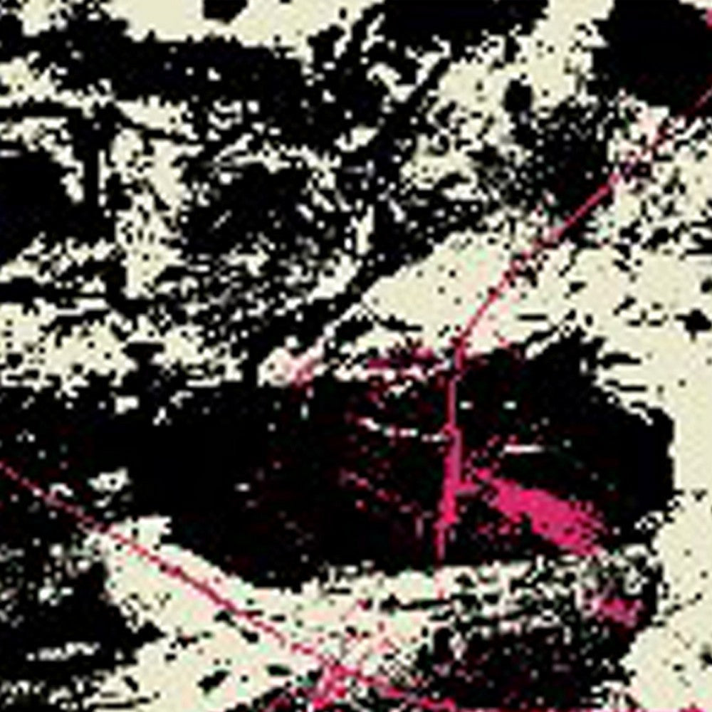 Square Shaped Wooden Wall Art with Abstract Printing Black and White BM205841