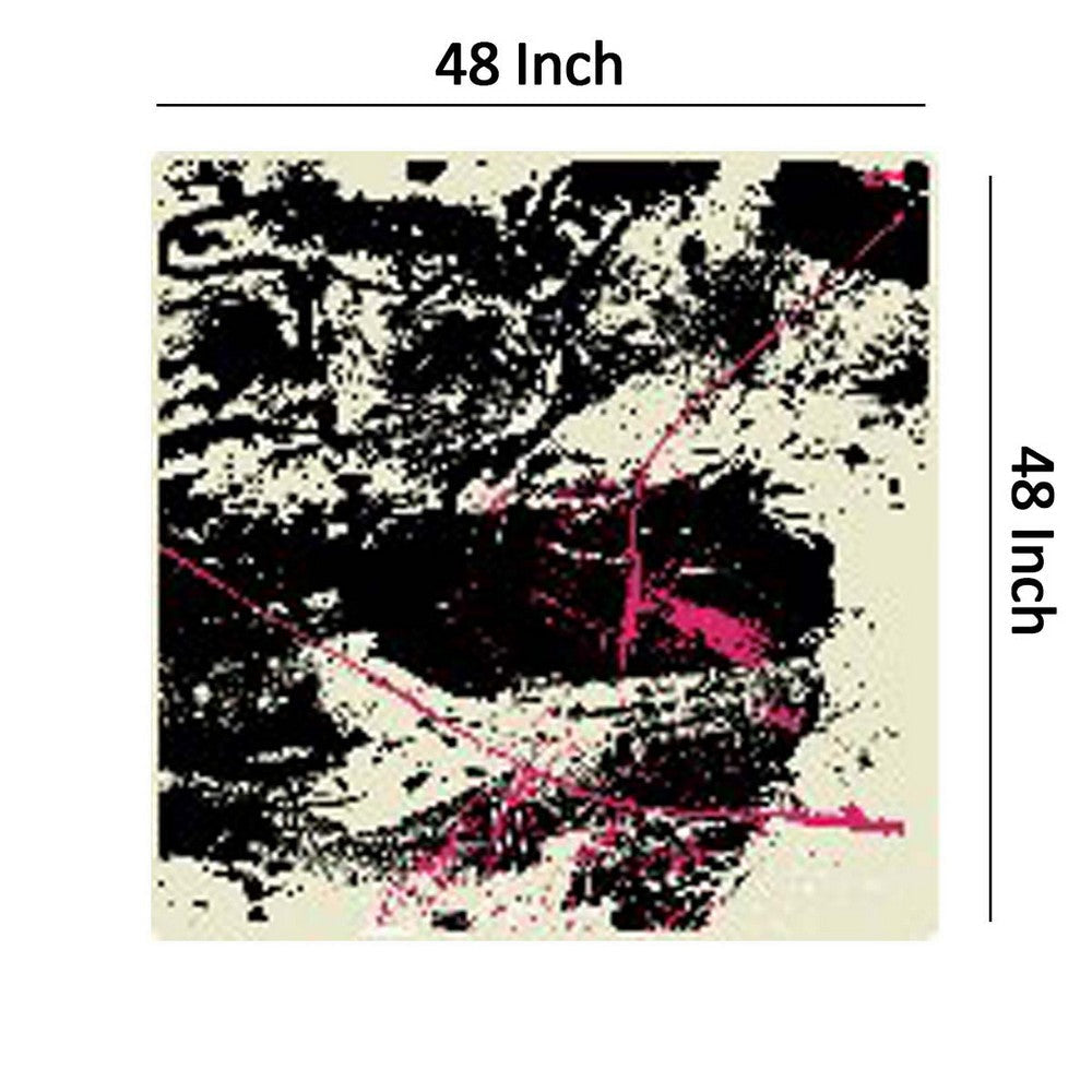 Square Shaped Wooden Wall Art with Abstract Printing Black and White BM205841