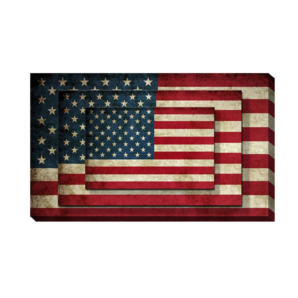 Rectangle 3 Tier Stacked Wall Art with US Flag Print, Multicolor