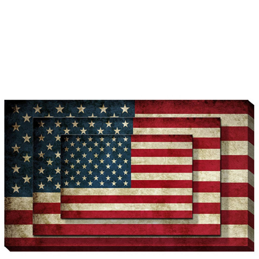 Rectangle 3 Tier Stacked Wall Art with US Flag Print Multicolor BM205846