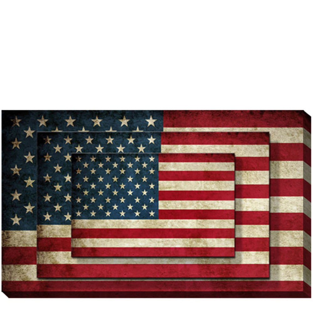 Rectangle 3 Tier Stacked Wall Art with US Flag Print, Set of 4, Multicolor - BM205848 By Casagear Home