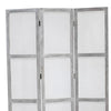 Transitional 3 Panel Screen with Wooden Frame & Fabric Panels Gray BM205854