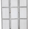 Transitional 3 Panel Screen with Wooden Frame & Fabric Panels Gray BM205854