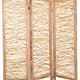 Contemporary 3 Panel Wood Screen with Horizontal Branch Design Brown BM205858