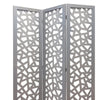 3 Panel Contemporary Wooden Screen with Cut Pattern Design Gray BM205860