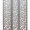 3 Panel Contemporary Wooden Screen with Cut Pattern Design Gray BM205860