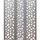 3 Panel Contemporary Wooden Screen with Cut Pattern Design Gray BM205860