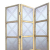 Contemporary 3 Panel Screen with Wood Frame & Nailhead Trim Design Gray BM205861