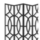 Modern Style 4 Panel Screen with Geometrical Stencil Design, Black