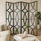 Modern Style 4 Panel Screen with Geometrical Stencil Design, Black