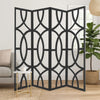 Modern Style 4 Panel Screen with Geometrical Stencil Design, Black