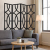 Modern Style 4 Panel Screen with Geometrical Stencil Design, Black