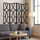 Modern Style 4 Panel Screen with Geometrical Stencil Design, Black