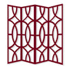 Modern Style 4 Panel Screen with Geometrical Stencil Design, Red